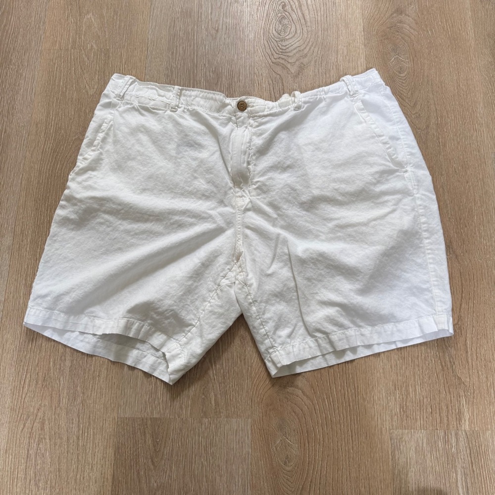 Polo Ralph Lauren Classic Fit Shorts Men 44B White Linen Cotton Blend Flat Front